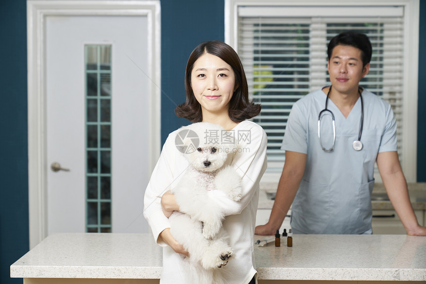 上门看诊的宠物医生与宠物狗图片