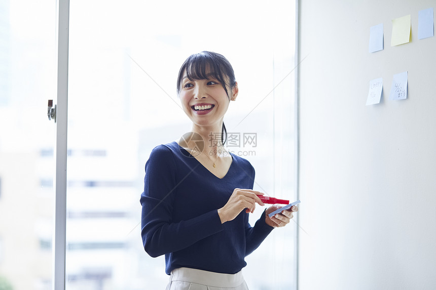 商业办公室女郎女士们女商人便利贴图片