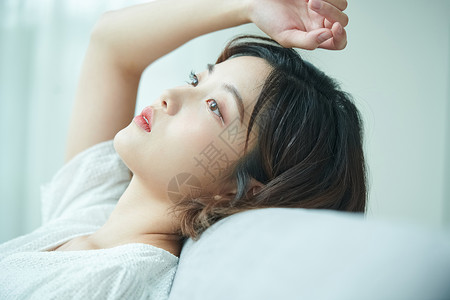 韩国人亚洲人烦闷女生活方式脸部高清图片素材