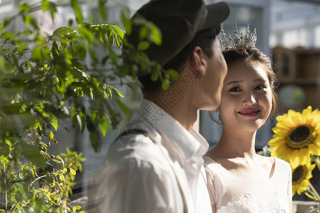 阳光美丽王冠结婚摄影可爱高清图片素材