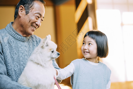 摸博美犬的女孩图片