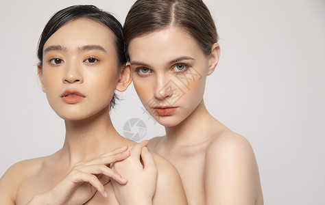 化妆品国际购中外模特美容护肤形象背景