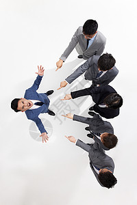男性商务团队俯拍伸手指责背景图片