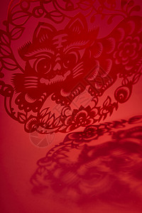 中国红龙年春节展板国粹年俗剪纸窗花虎年背景