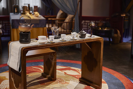 中式古风茶室空间背景图片