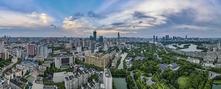 航拍湖南长沙城市全景图背景图片