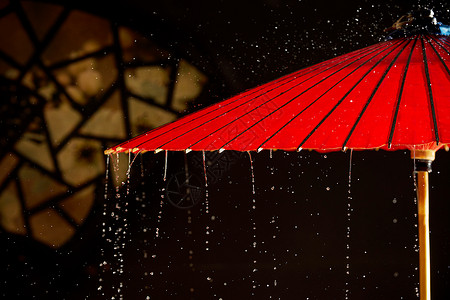 传统节气夏至雨中的中国传统古风油纸伞背景