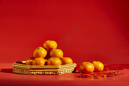 年货橘子静物背景图片