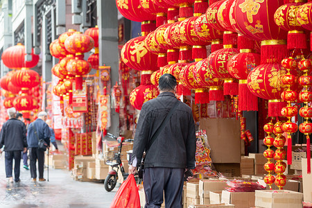 春节年货旧街过年气氛背景图片