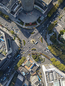 俯拍南京新街口十字交叉路口高清图片
