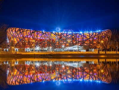 北京鸟巢灯光图片