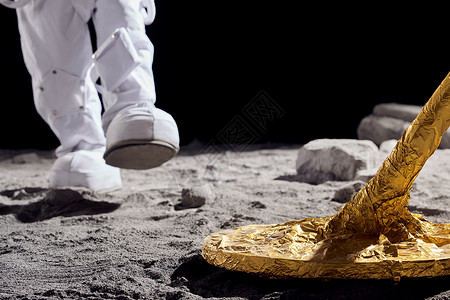 宇航员脚部特写月球高清图片素材