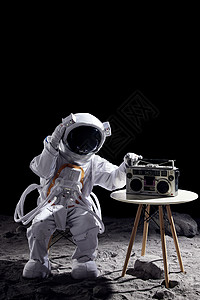 宇航员听收音机背景图片