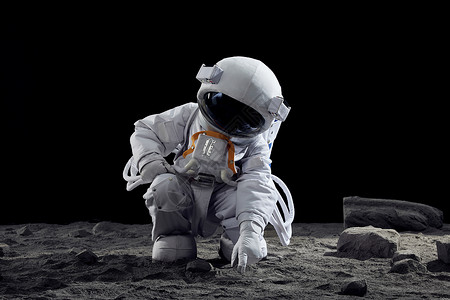 手碰触地面的宇航员背景图片
