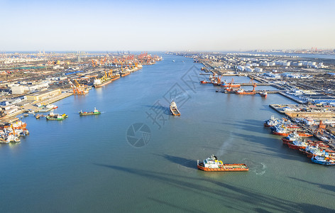 天津码头天津滨海新区港口码头货运风光背景