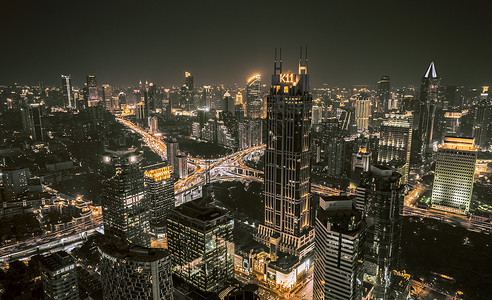 上海新天地震撼夜景航拍全景图大楼高清图片素材