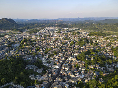 贵州贵阳青岩古镇5A景区航拍背景图片