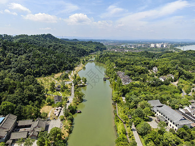 桃花源风景航拍湖南岳阳桃花源5A景区背景