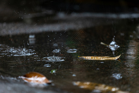 下雨天地面上溅起的雨滴图片