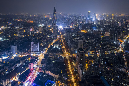 夜幕的南京紫峰大厦城市高清图片素材
