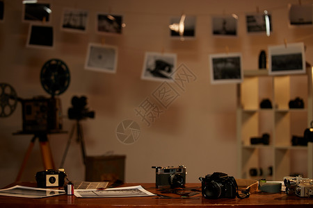 黑白相机素材摄影师工作室背景