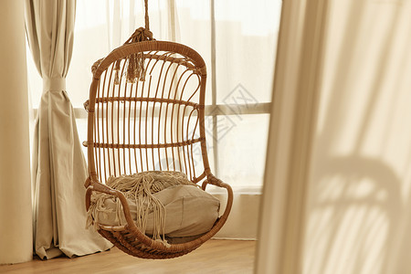 竹子吊椅卧室里的吊椅背景