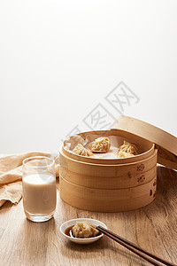 传统美食灌汤包豆浆高清图片素材