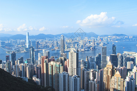 香港海景香港维多利亚港高楼背景