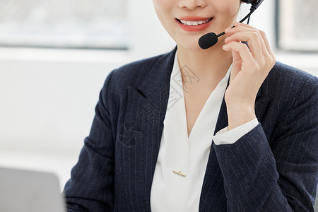 女性客服接电话特写图片素材