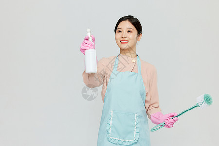 青年美女保洁员清洁形象职业高清图片素材