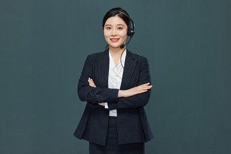 戴耳机的职业商务女性客服形象图片