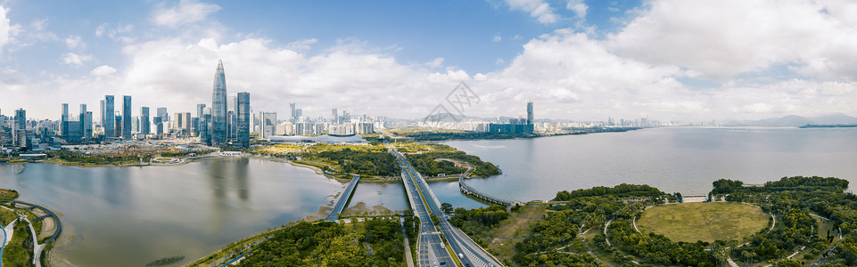 华润深圳湾震撼深圳湾风光华润大厦全景城市风光摄影配图背景