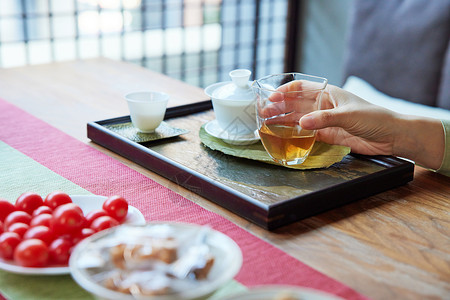 茶馆里的茶点特写高清图片