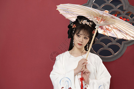 梅花汉服美女撑伞文化高清图片素材