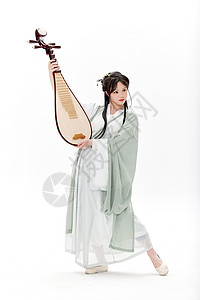 弹琵琶女孩弹琵琶的传统古风汉服美女背景