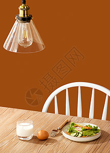 简约餐桌上的健康早餐背景图片