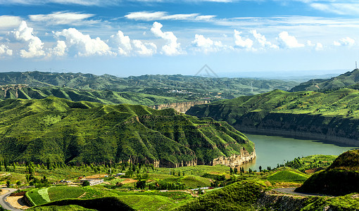 内蒙古黄河弯道河水山峦背景图片