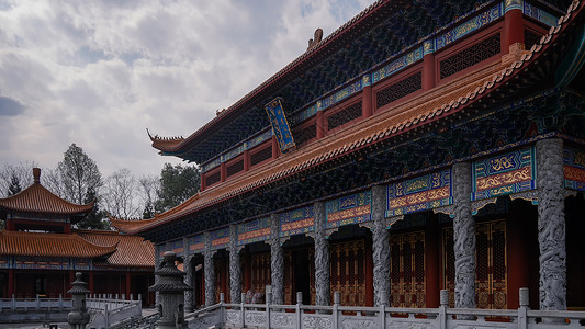 湖南5A级旅游景区炎帝陵庄严的神农大殿古建筑图片