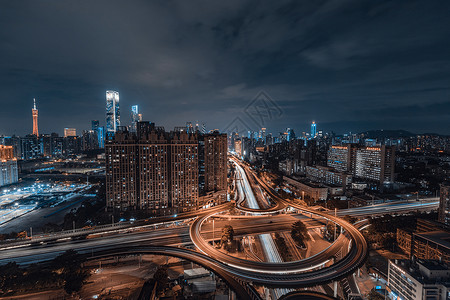 广州城市道路夜景风光图片