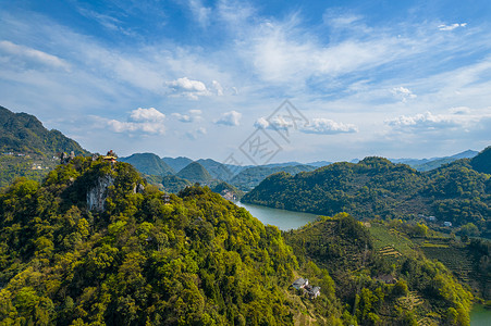 航拍宜昌武落钟离山屹立山峰5A景区摄影配图高清图片素材