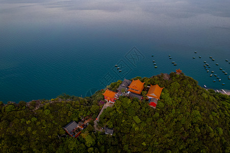 航拍抚仙湖禄充4A级风景区背景