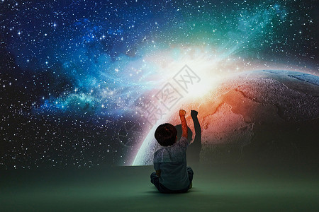 探索宇宙的小男孩图片