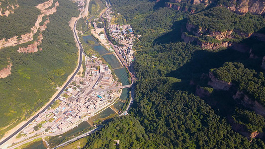 航拍太行山大峡谷风光5A景区背景