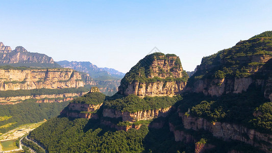 航拍太行山大峡谷风光5A景区背景