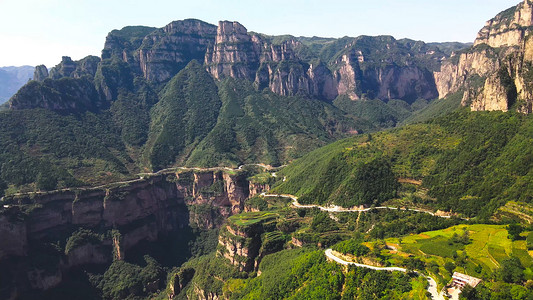 航拍太行山大峡谷风光5A景区背景