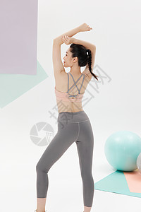 瑜伽标志健身女性展示背部身材曲线背景