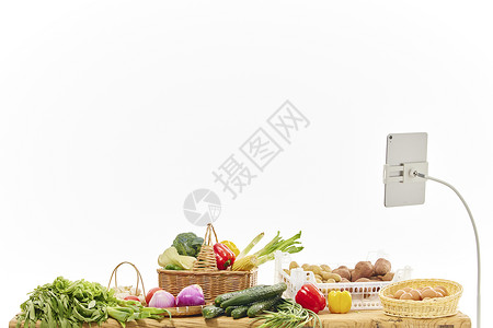 网络直播售卖有机蔬菜健康高清图片素材