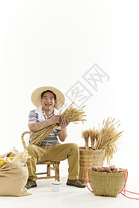 农民手拿小麦形象图片