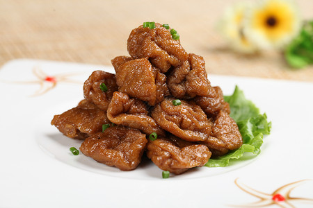 中式美食农家肉汁油豆腐高清图片