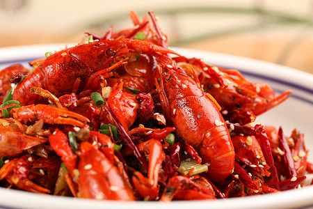 中式厨师中式美食干煸香辣小龙虾背景